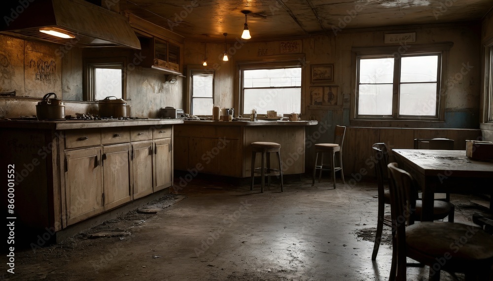 Abandoned Kitchen Interior. Abandoned Kitchen Interior.