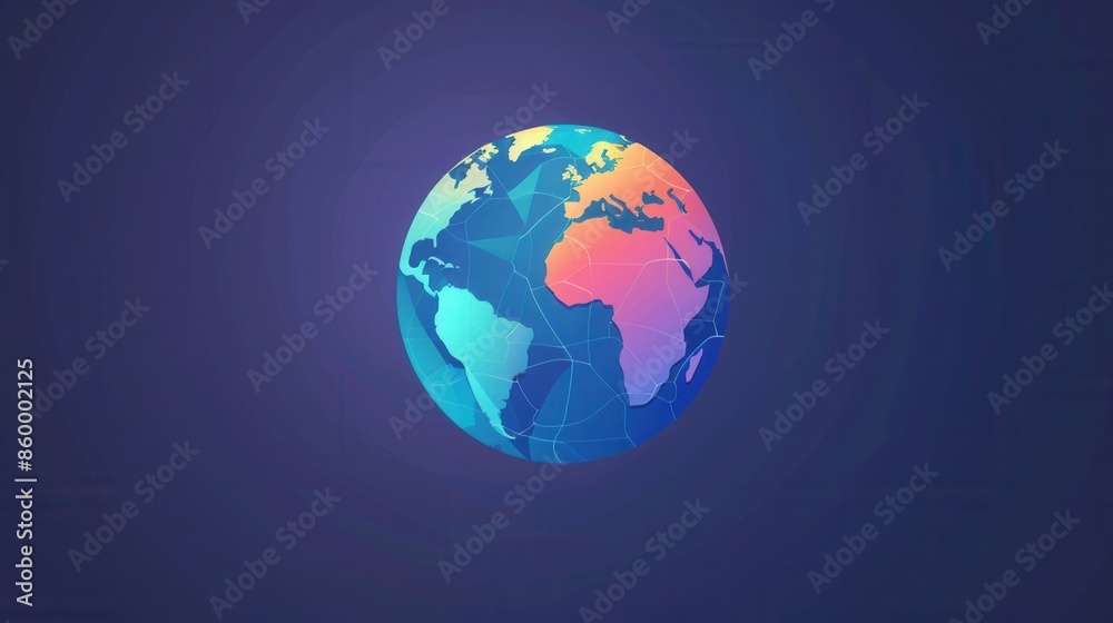 A minimal globe illustration with clean lines and vibrant colors, perfect for travel agencies and global travel companies. Generative AI A minimal globe illustration with clean lines and vibrant colors, perfect for travel agencies and global travel companies. Generative AI