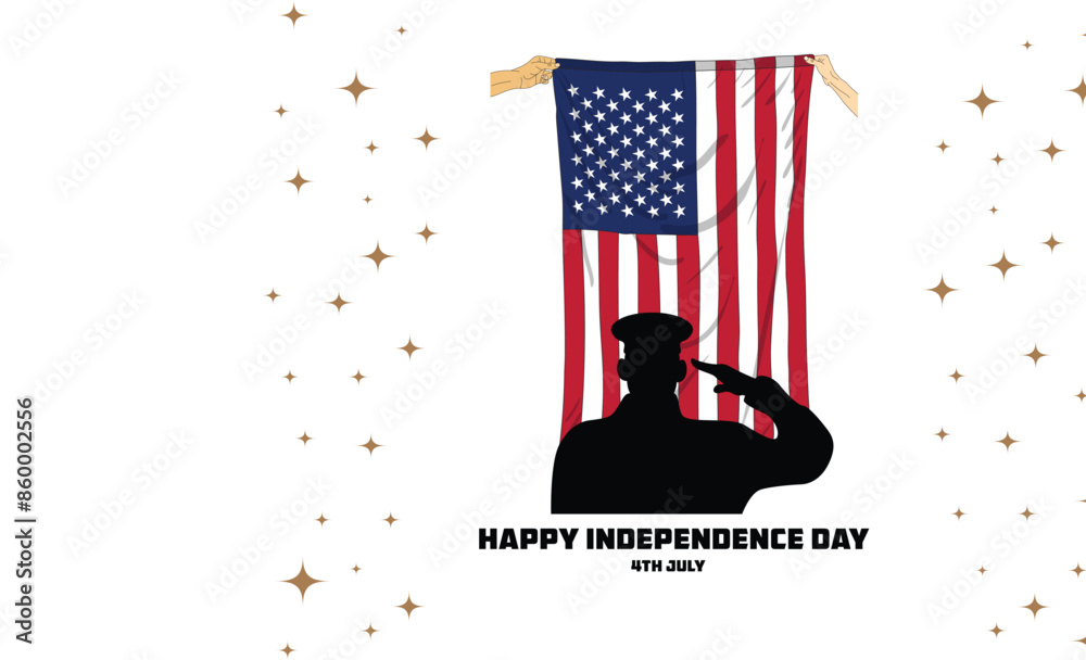 Happy 4th of July USA Independence Day greeting card with waving ...