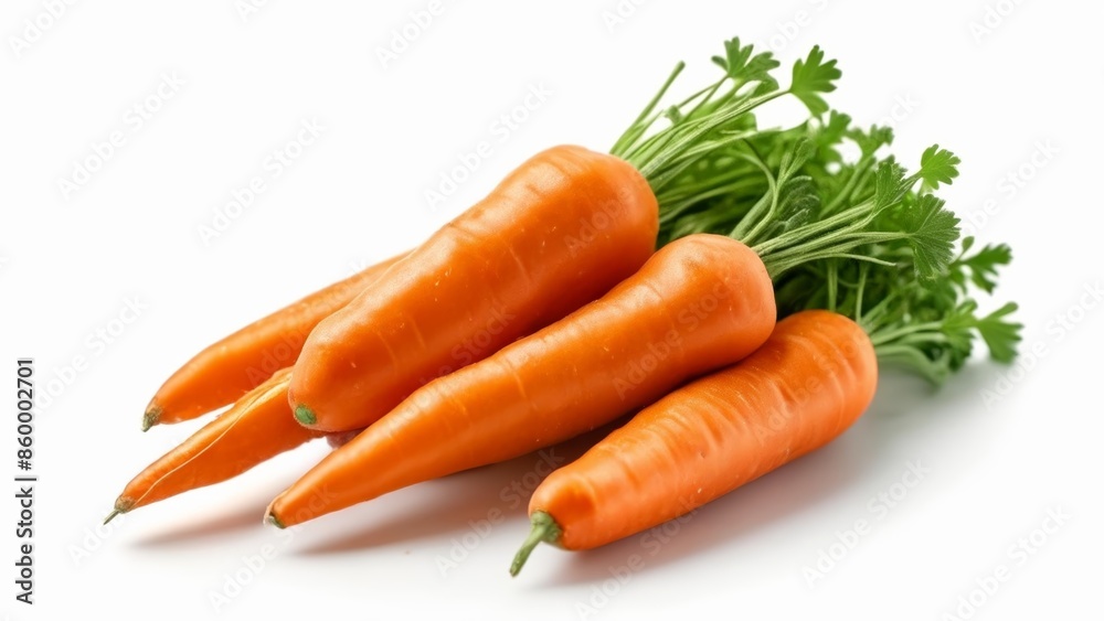 Fresh carrots with vibrant green tops Fresh carrots with vibrant green tops