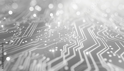 Light gray circuit lines and dots on a white background