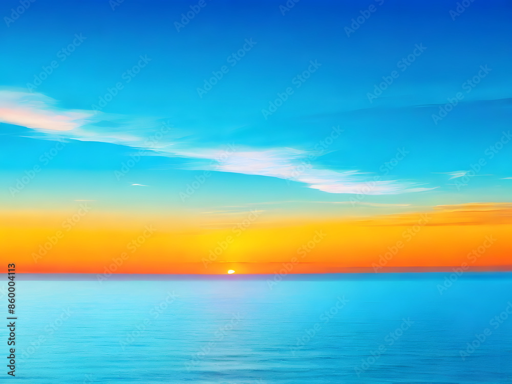 Obraz premium Fantasy vibrant panoramic sunset sky - Gradient rich colors - ethereal dreamy summer sunset or sunrise sky. Uplifting and peaceful sky. - blue, orange, yellow vibrant rich colors