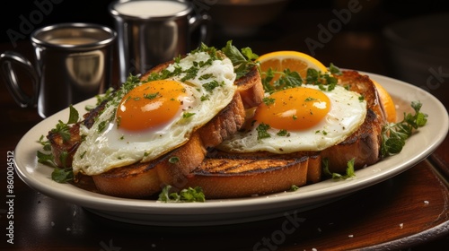 tasty bread with eggs and cheese
