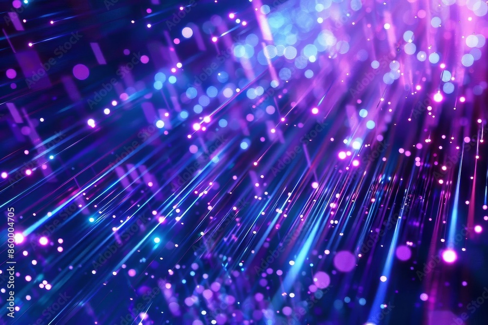 Fototapeta premium Purple and blue light streaks with Digital Technology text