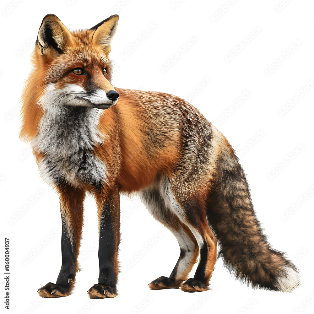 Fototapeta premium Clipart illustration of fox on a white background. Suitable for crafting and digital design projects.[A-0002]