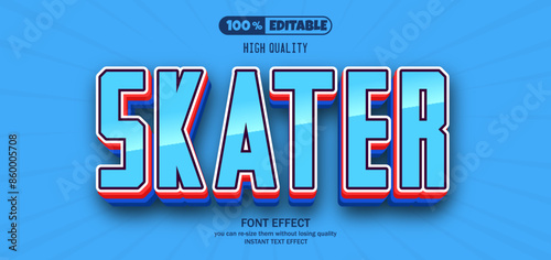 Skater text effect. Editable text effect.