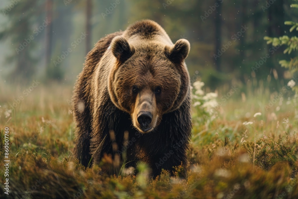 A Majestic Brown Bear in a Forest Clearing