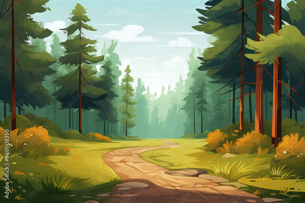 Peaceful Countryside Path Winding Through a Lush Green Forest Peaceful Countryside Path Winding Through a Lush Green Forest