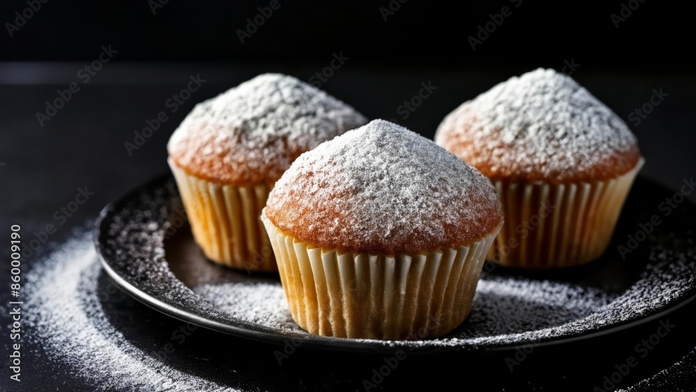 Deliciously dusted cupcakes ready to be savored Deliciously dusted cupcakes ready to be savored