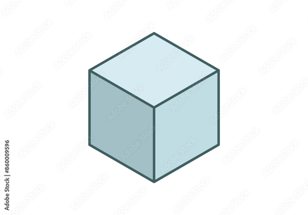 Cubo azul claro con trazado azul oscuro Cubo azul claro con trazado azul oscuro