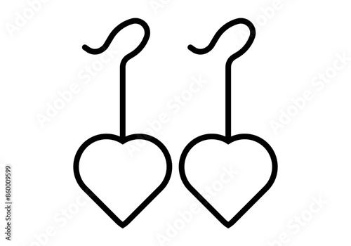 Icono negro de pendientes con forma de corazón