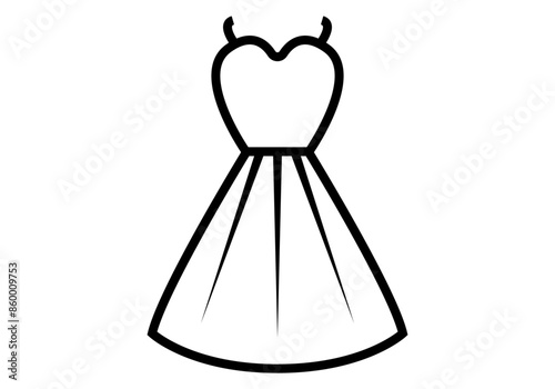 Icono negro de vestido de novia en fondo blanco