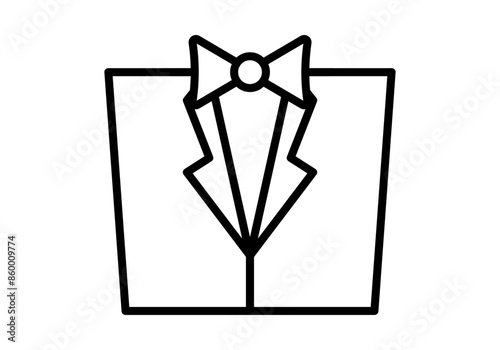 Icono negro de traje con pajarita en fondo blanco