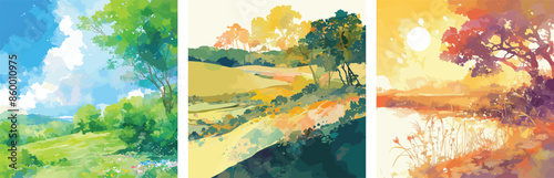 nature landscape watercolor clipart	