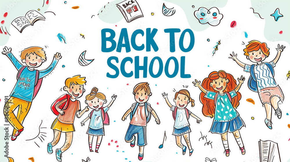 handdrawn cartoon style illustration,joyfull children, text handdrawn cartoon style illustration,joyfull children, text