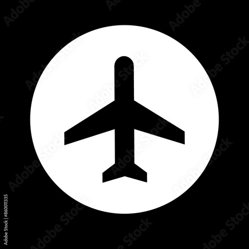 airplane mode icon on black background  photo