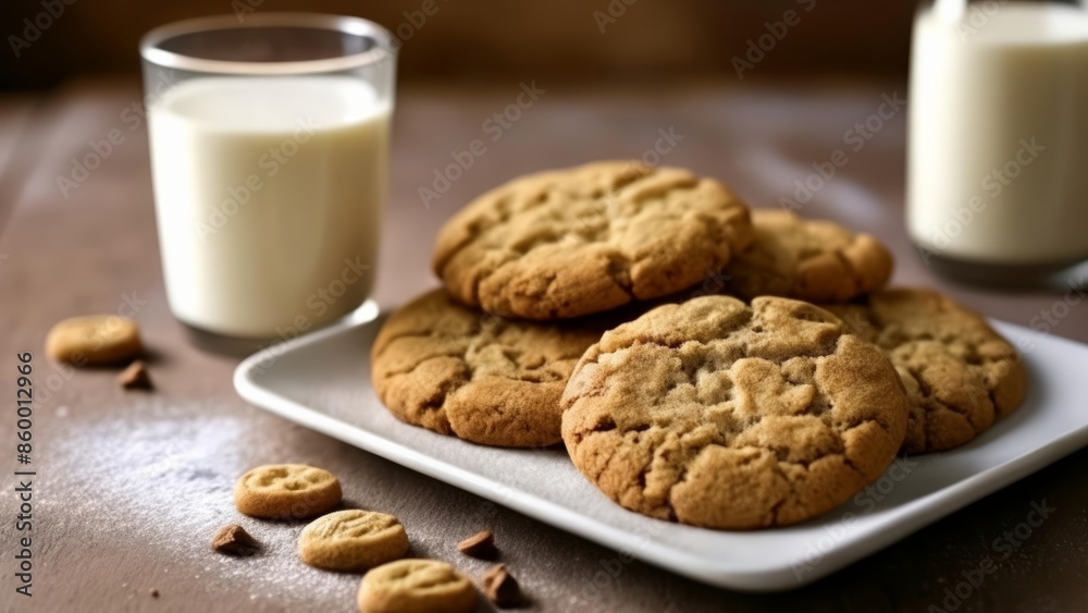 Delicious cookies and milk a classic comfort snack Delicious cookies and milk a classic comfort snack