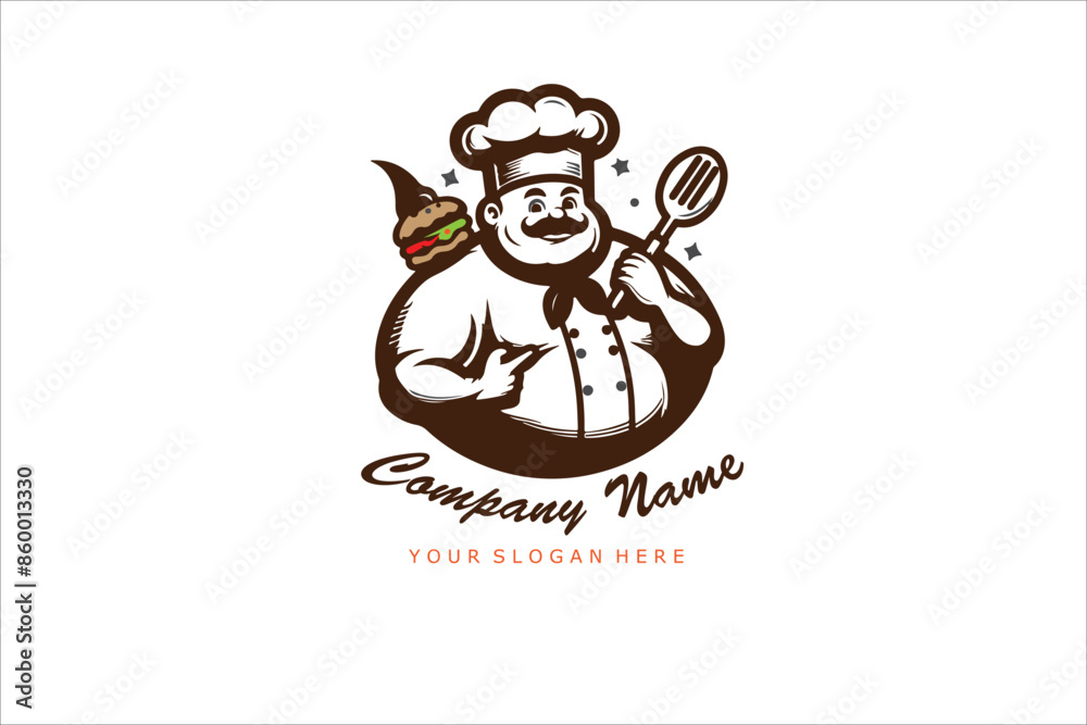 chef logo design vector illustration, restaurant symbol vector chef logo design vector illustration, restaurant symbol vector