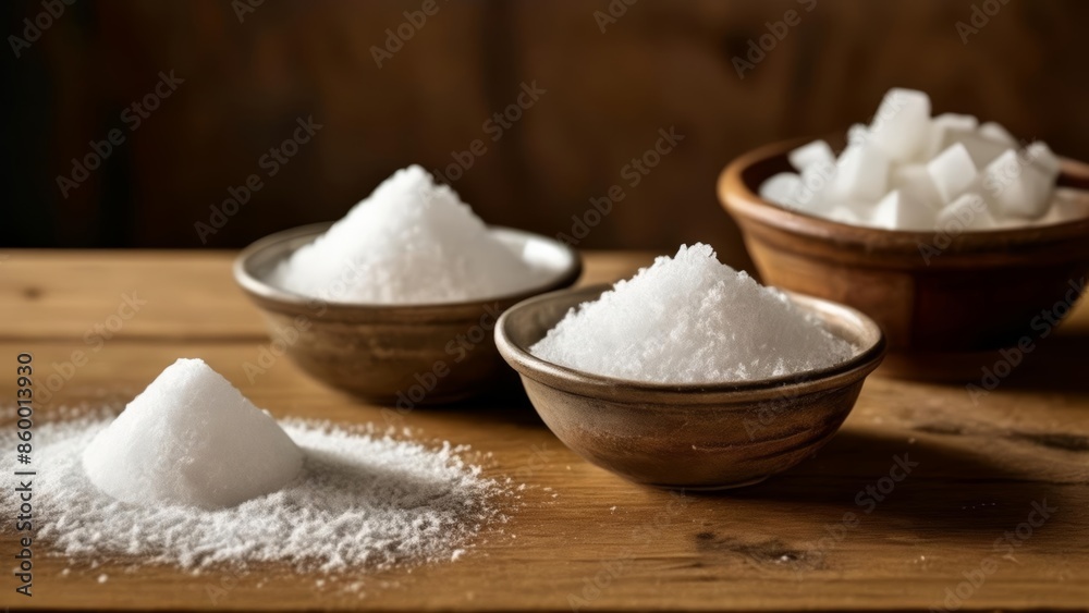Elegant salt presentation on a rustic table Elegant salt presentation on a rustic table