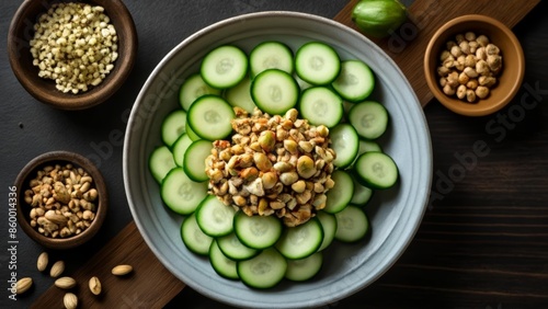  Fresh and healthy snack platter with cucumbers and nuts © vivekFx