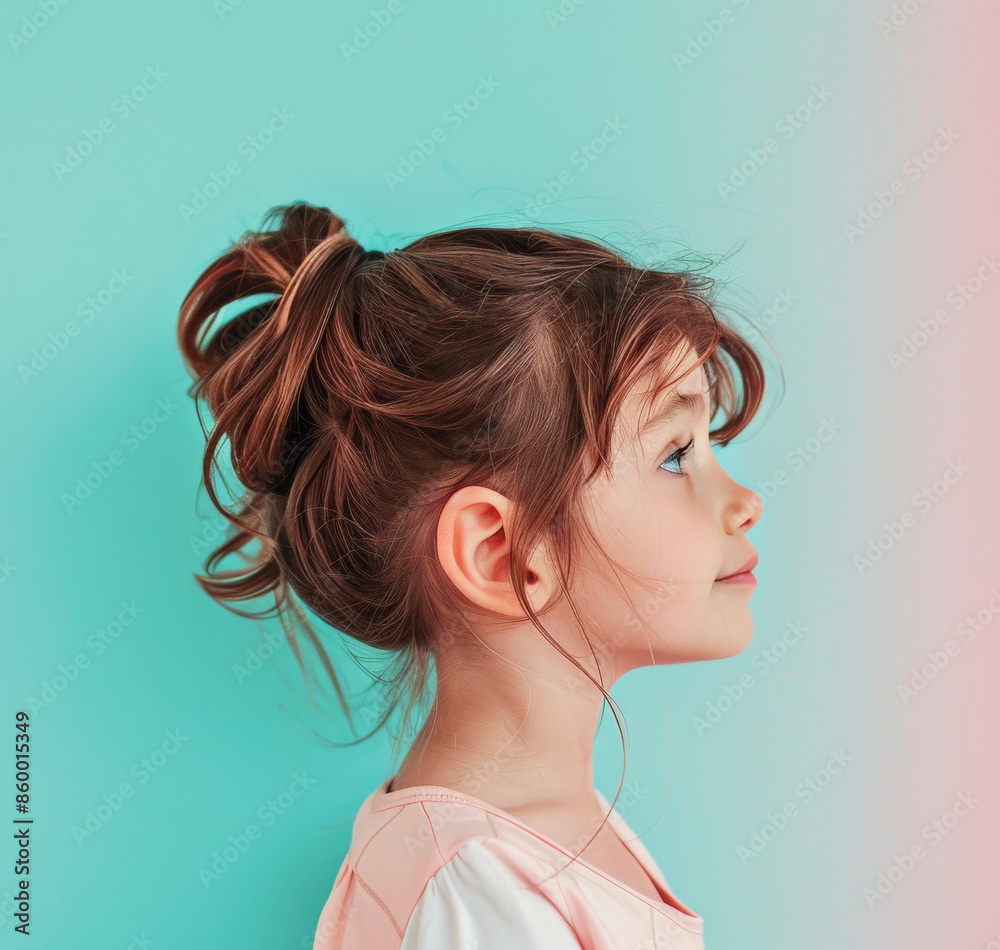 Beautiful little girl on pastel colors background. Kids fashion concept. Beautiful little girl on pastel colors background. Kids fashion concept.