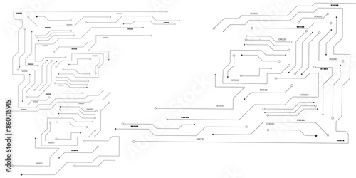 Vector Technology black circuit diagram concept. Abstract technology on white background. High-tech circuit board .