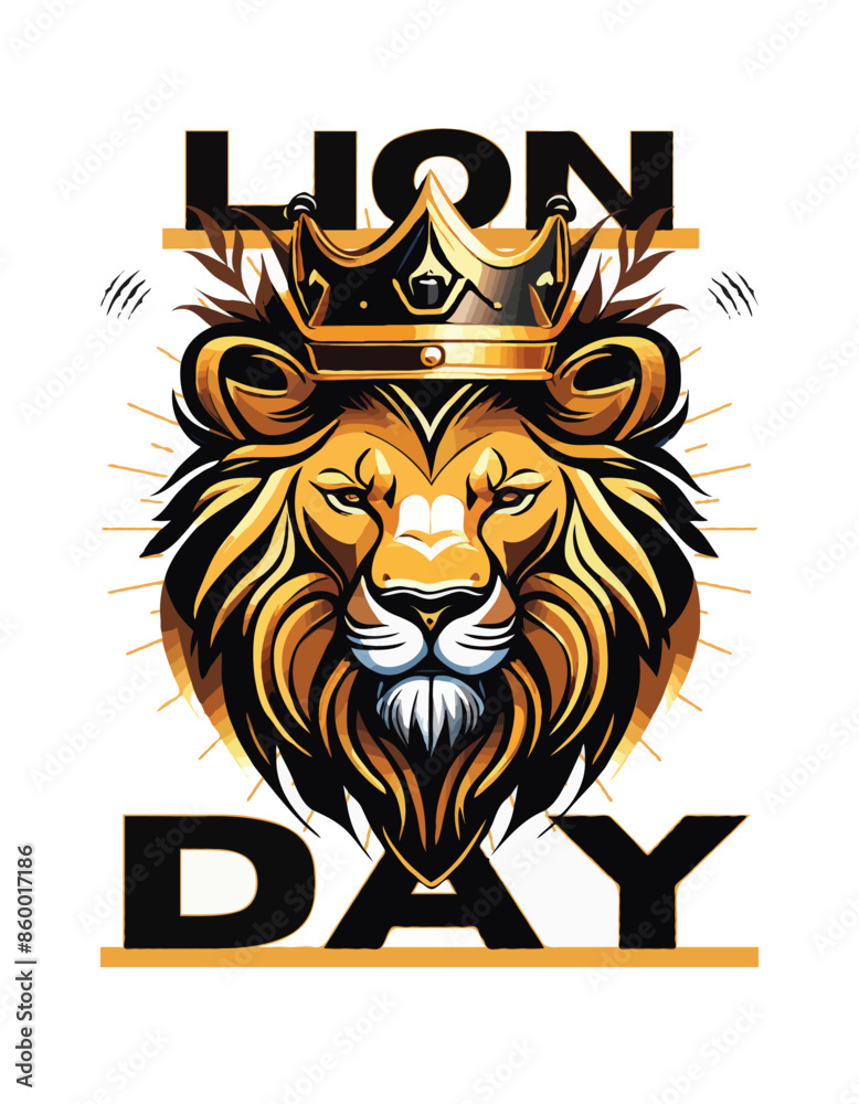 White Black Gold Modern Elegant Lion Day Flyer White Black Gold Modern Elegant Lion Day Flyer