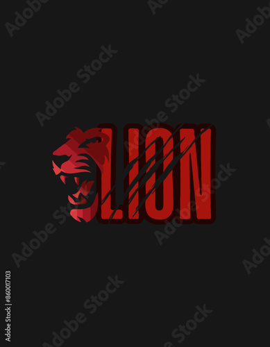 Red and Black Illustrated Lion Day Flyer photo