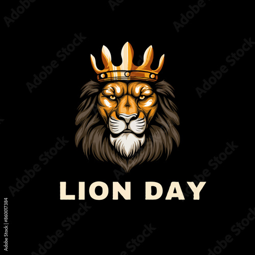 Yellow and Black Illustrative The Lion Day Flyer