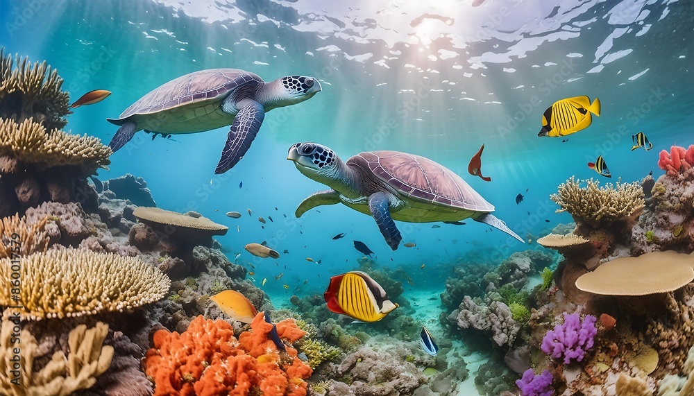 Fototapeta premium beautiful sea turtle in the sea