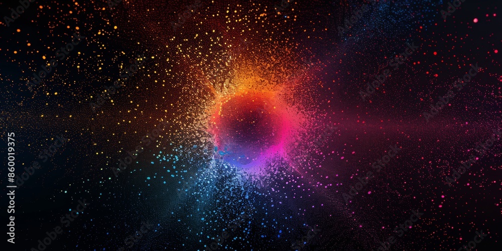 a sphere of swirling particles, centrally placed, gradient colours a sphere of swirling particles, centrally placed, gradient colours