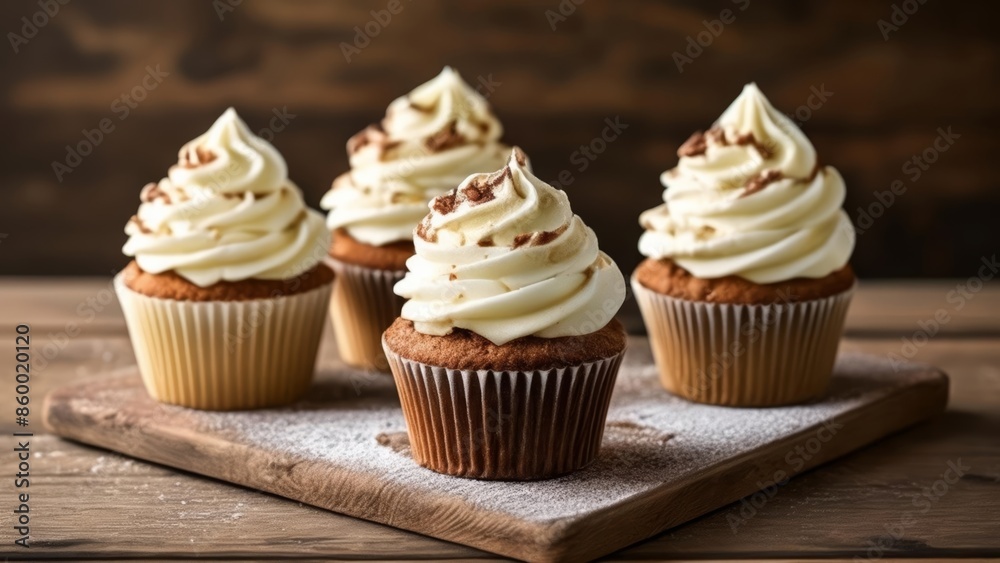 Deliciously decadent cupcakes ready to be savored Deliciously decadent cupcakes ready to be savored
