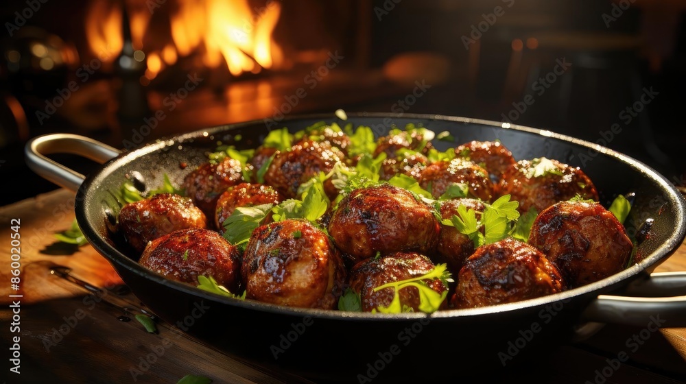 meatballs with melted tomato sauce on a bowl with a black and blur background meatballs with melted tomato sauce on a bowl with a black and blur background