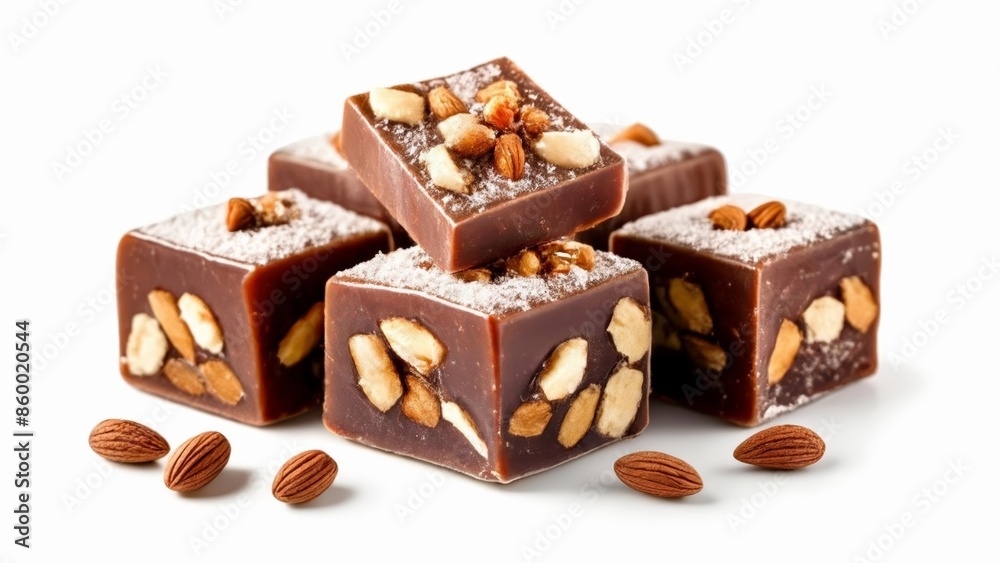 Deliciously rich chocolate squares with almonds and coconut Deliciously rich chocolate squares with almonds and coconut