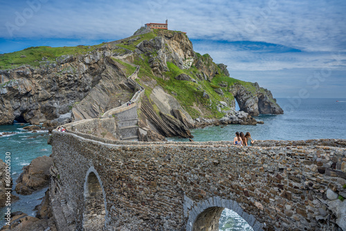 Landscape of the hermitage of San Juan de Gaztelugatxe island on the Basque coast.
