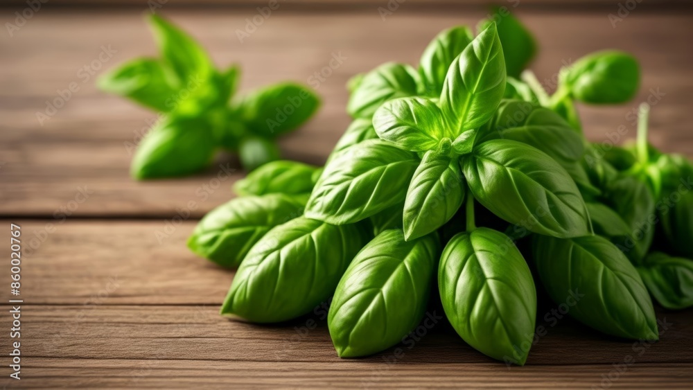 Fresh basil leaves ready for culinary delight Fresh basil leaves ready for culinary delight
