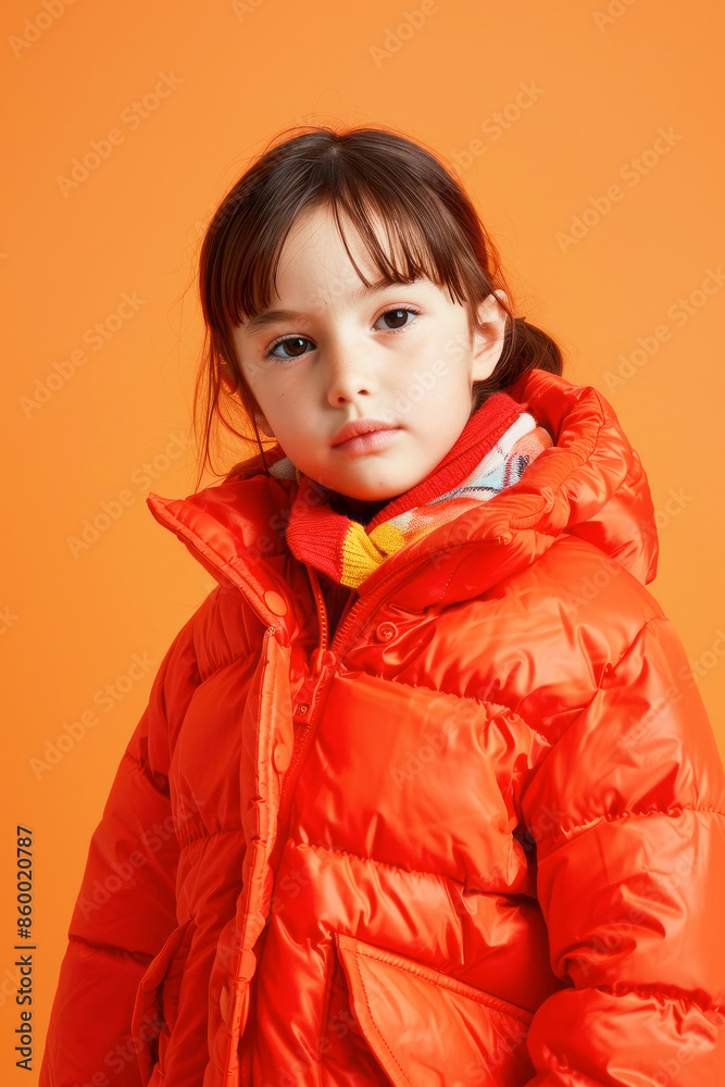 Stylish little girl in bright fall winter outfit. Kids fashion concept Stylish little girl in bright fall winter outfit. Kids fashion concept