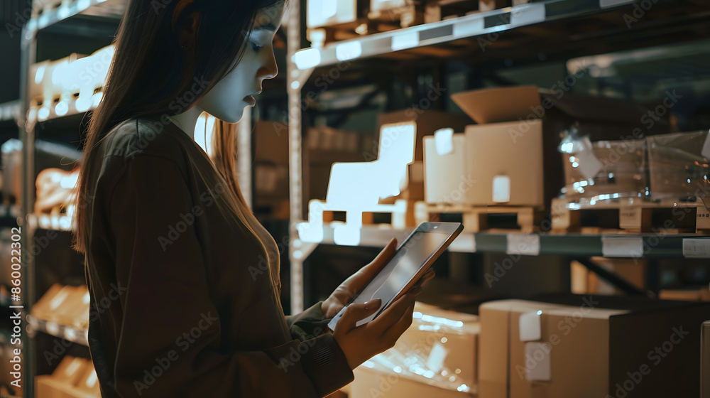 Ecommerce small business and phone call woman with tablet taking sales orders and checking inventory Customer service on smartphone online shopping success and girl boss contact us for : Generative AI Ecommerce small business and phone call woman with tablet taking sales orders and checking inventory Customer service on smartphone online shopping success and girl boss contact us for : Generative AI