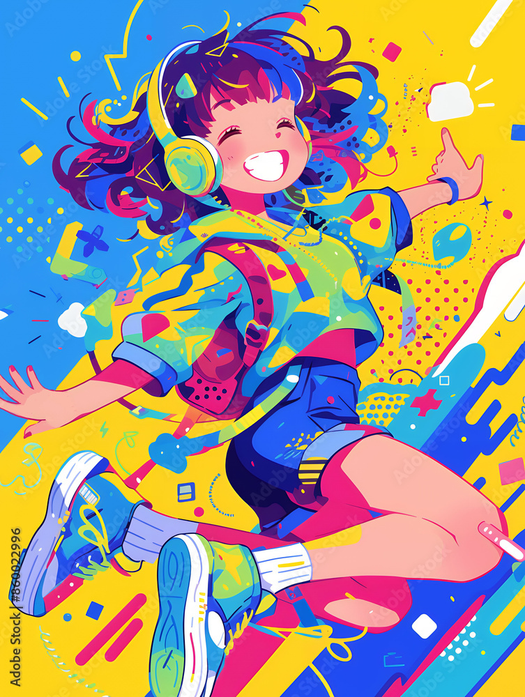 音楽を聴く女の子　AI