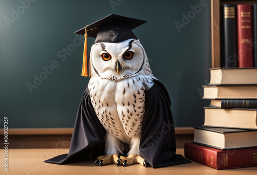 White owl wearing academic ...