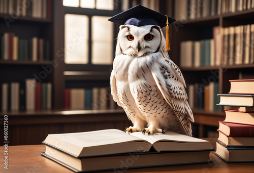 White owl wearing academic ...