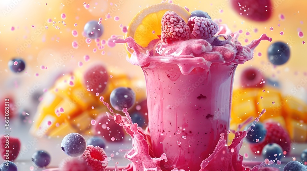 Floating weightlessly in pure brightness a d of a refreshing smoothie blend Floating weightlessly in pure brightness a d of a refreshing smoothie blend