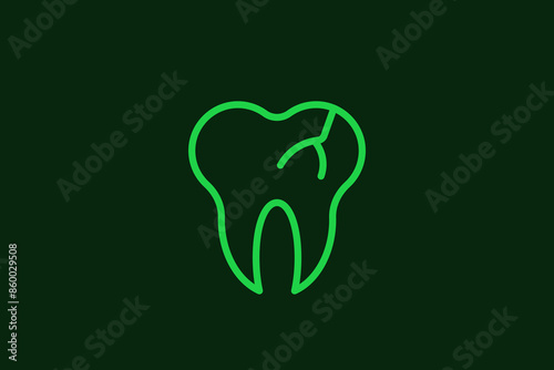 damaged tooth illustration in flat style design. Vector illustration.