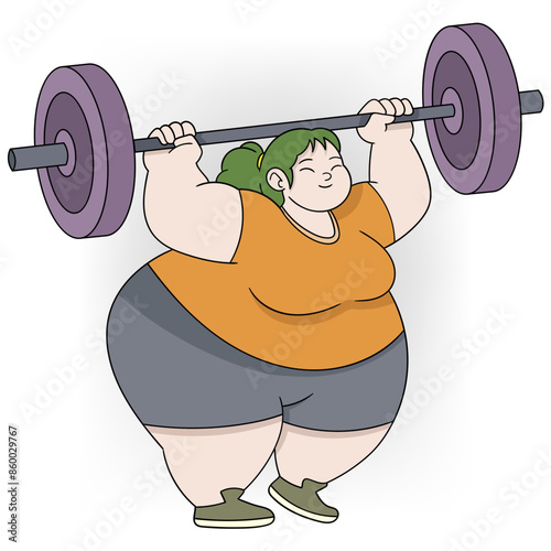 Plus-Size Woman Weightlifting for Fitness