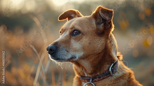 a dog with a dog collar portrait 