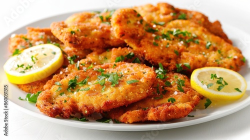 A Delicious Plate of Veal Schnitzel with Fresh Lemon