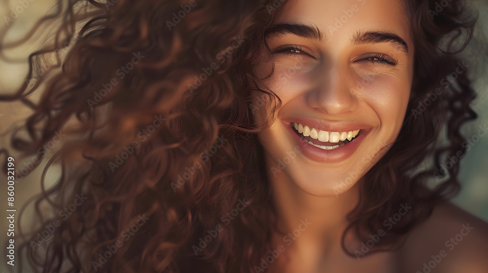 Beautiful laughing brunette model girl with long curly hair Smiling woman hairstyle wavy curls Fashion beauty and makeup portrait : Generative AI Beautiful laughing brunette model girl with long curly hair Smiling woman hairstyle wavy curls Fashion beauty and makeup portrait : Generative AI