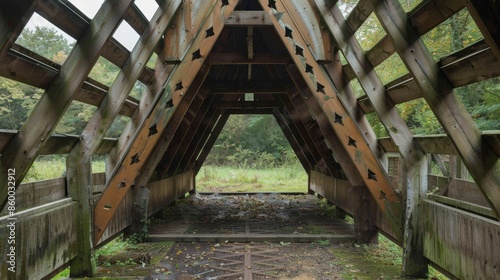 Wooden Bridge Underpass with Natural Light Perspective