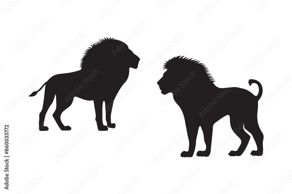 Elegant Lion Silhouette Vector Illustration on White Background. Elegant Lion Silhouette Vector Illustration on White Background.