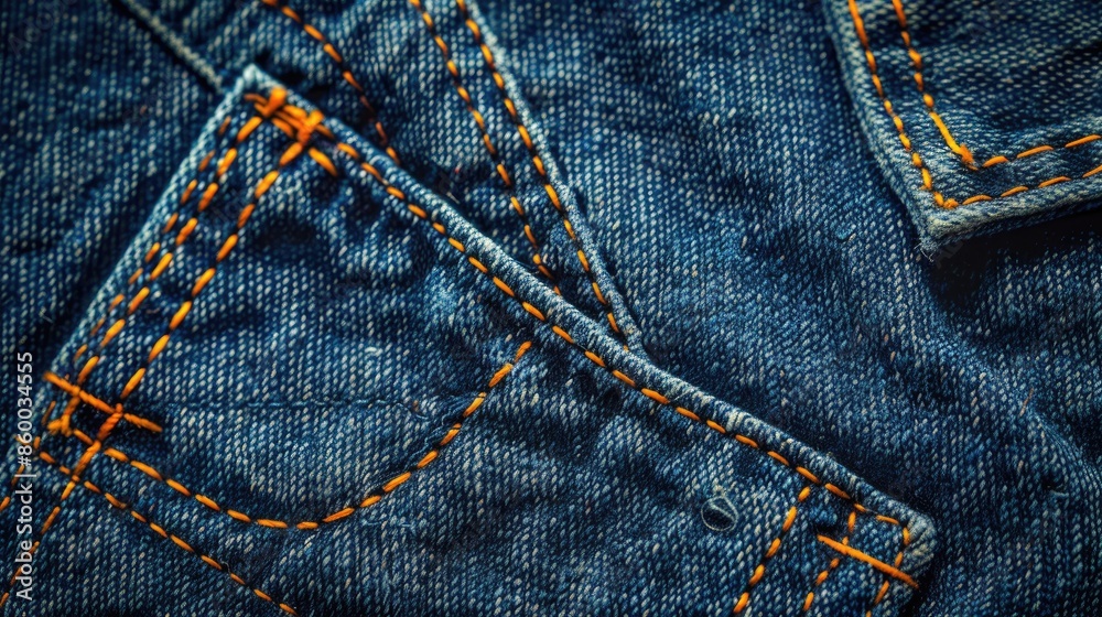 Close up texture of blue jeans sewing Close up texture of blue jeans sewing